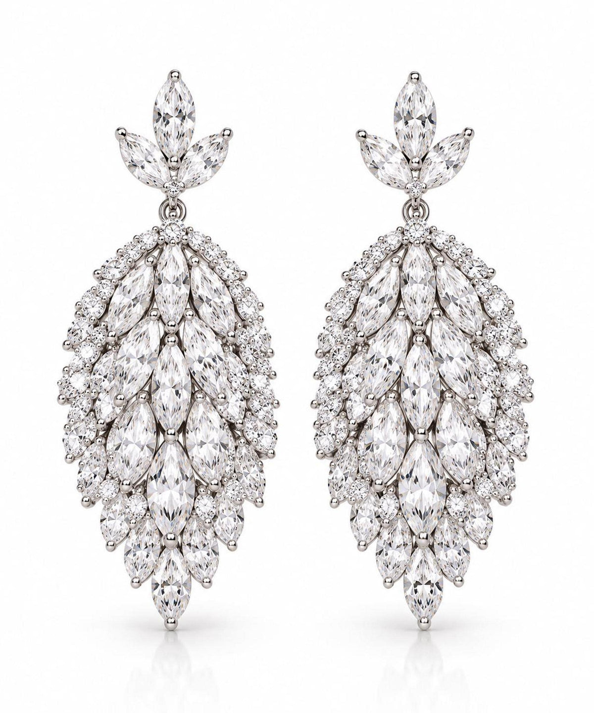 Luxury Bridal Necklace & Earrings Set – Marquise Cut Cubic Zirconia Statement Wedding Jewelry